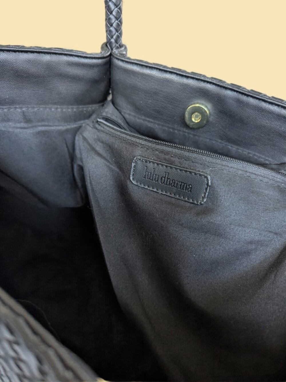 Lulu Dharma Black Napa Vegan Leather Tote Bag - Picture 9 of 10